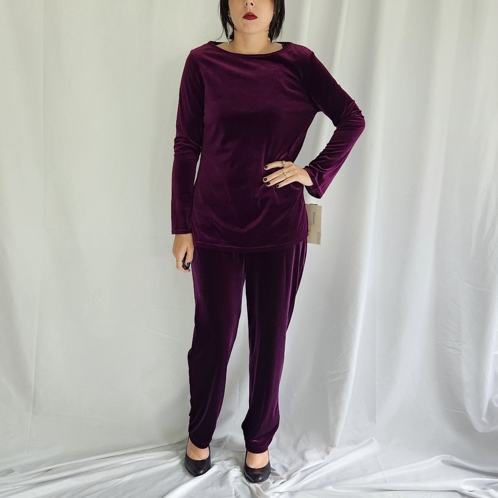 Y2K Deadstock Purple Velvet Pants and Top Set